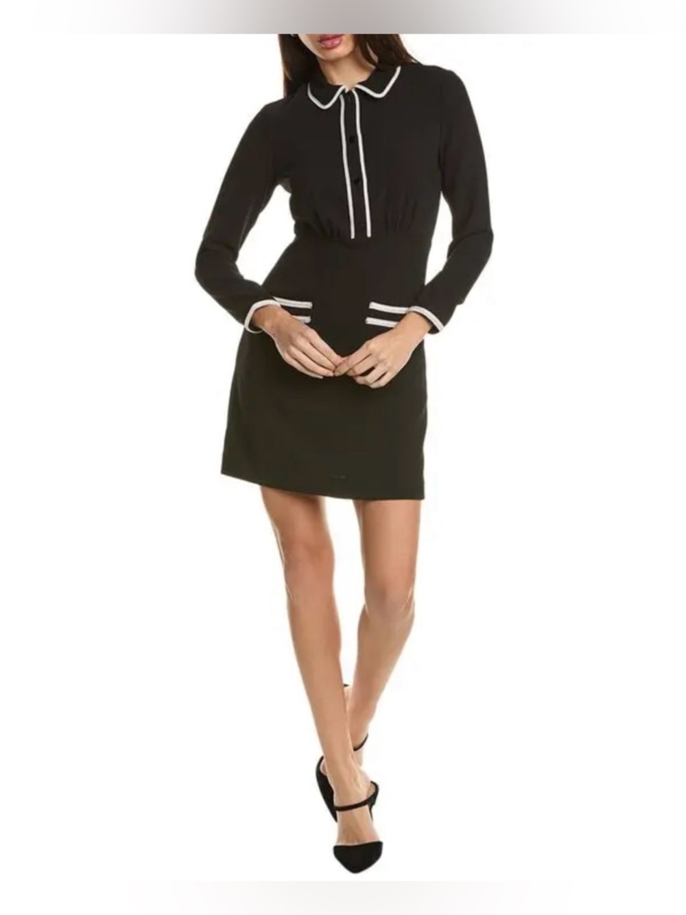 Sandro Paris Bown Picot-trimmed Crepe Mini Shirt Dress